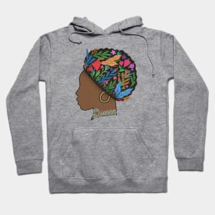 Queen - Afro Big Natural Hair - brown skin girl Hoodie